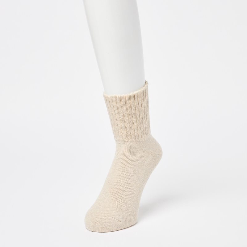 Beige Uniqlo Soft Pile Half Men Socks | 2349941