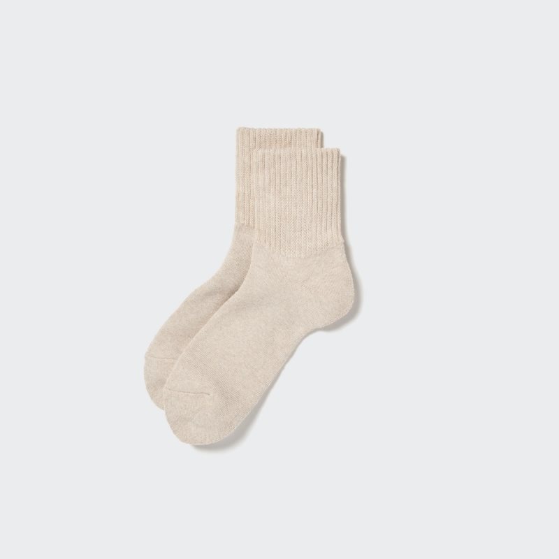 Beige Uniqlo Soft Pile Half Men Socks | 2349941
