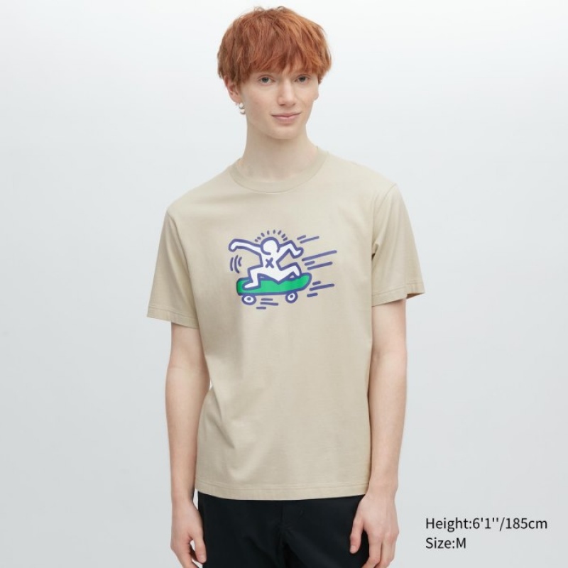 Beige Uniqlo UT Archive UT Short Sleeve Keith Haring Women T Shirts | 6417187