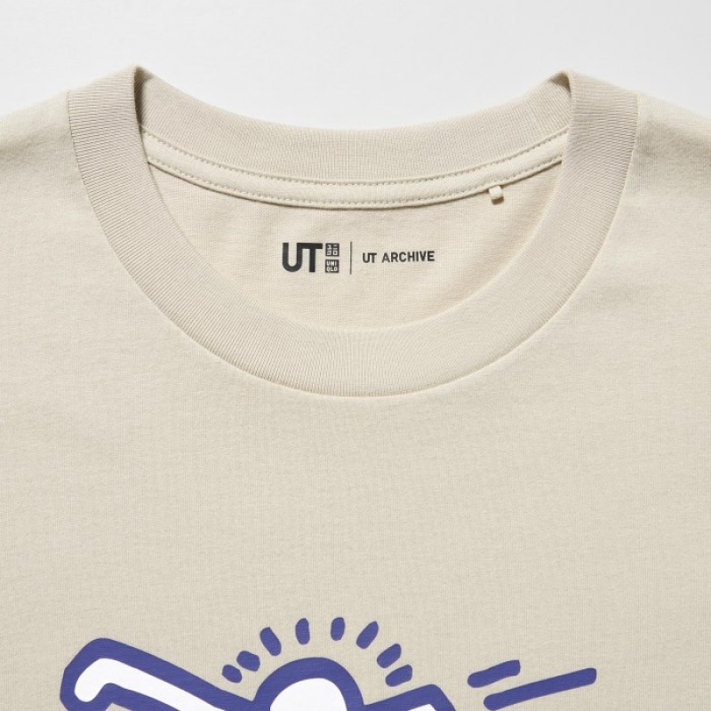 Beige Uniqlo UT Archive UT Short Sleeve Keith Haring Women T Shirts | 6417187
