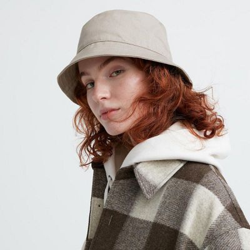 Beige Uniqlo UV Protection Bucket Women Hats | 570712
