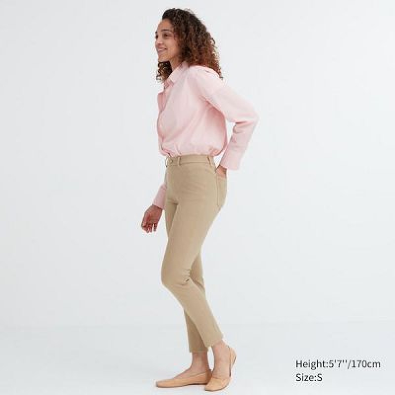 Beige Uniqlo Ultra Stretch Women Pants | 9951621