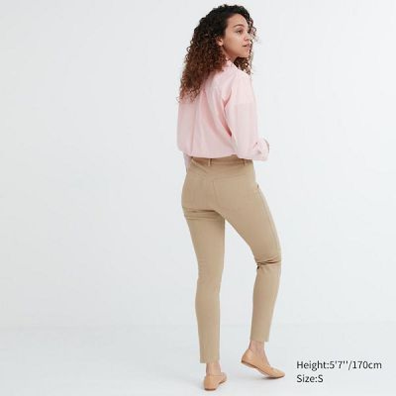 Beige Uniqlo Ultra Stretch Women Pants | 9951621