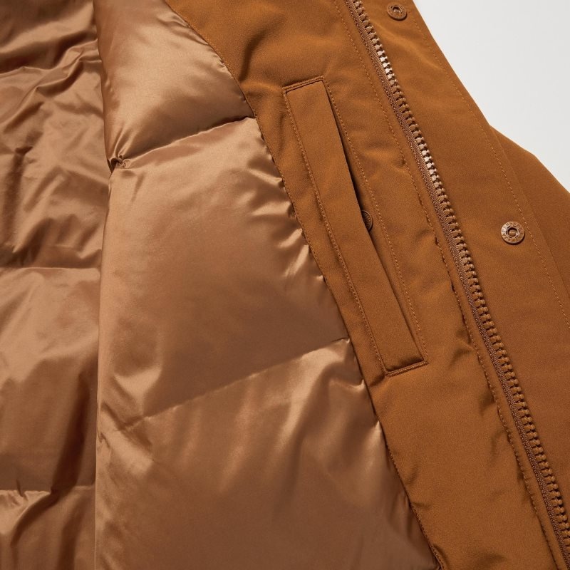 Beige Uniqlo Ultra Warm Hybrid Down Men Coats | 8149181