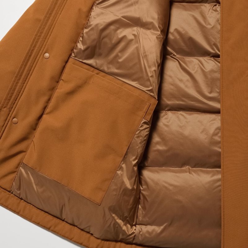 Beige Uniqlo Ultra Warm Hybrid Down Men Coats | 8149181