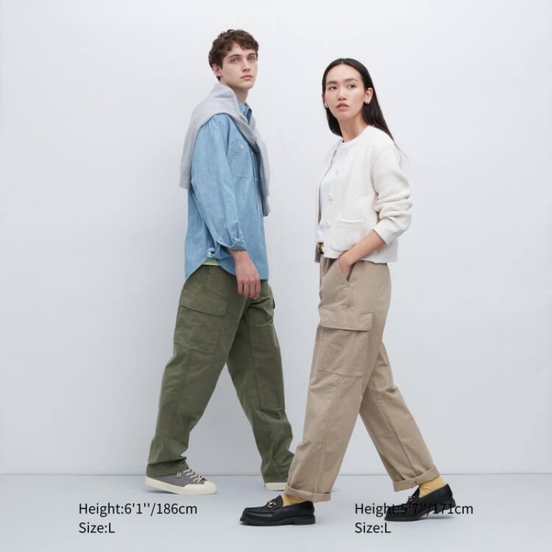 Beige Uniqlo Utility Cargo Men Pants | 6432796