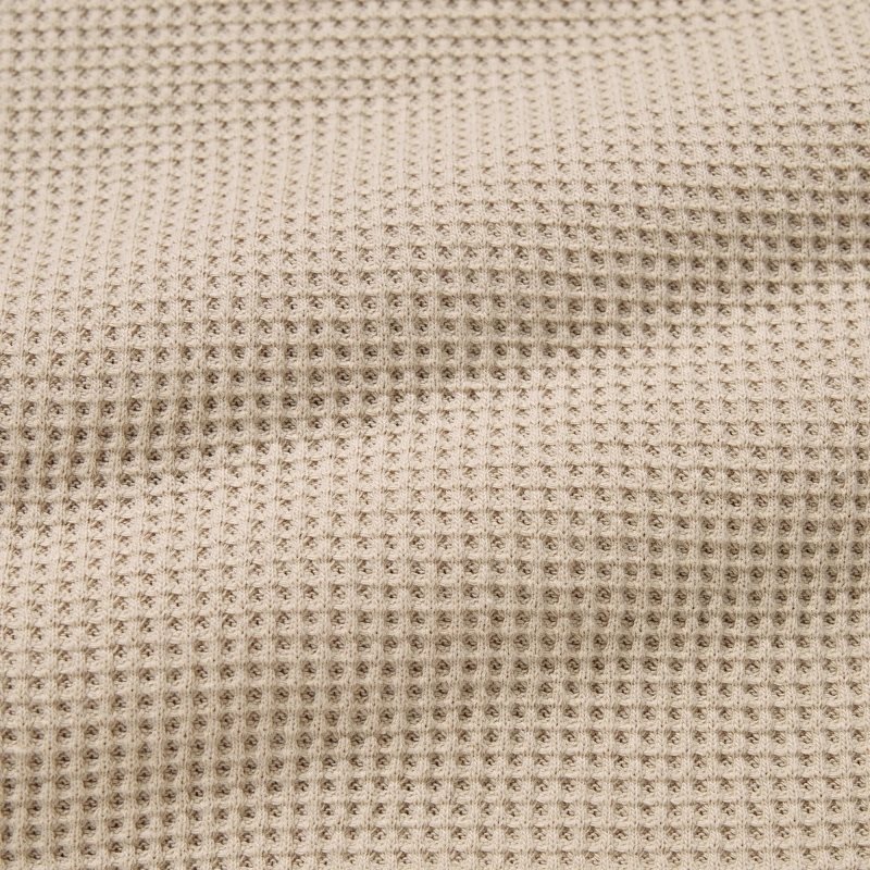 Beige Uniqlo Waffle Long-sleeve Henley Men T Shirts | 1052676