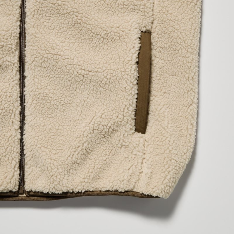 Beige Uniqlo Windproof Outer Fleece Men Jackets | 690103