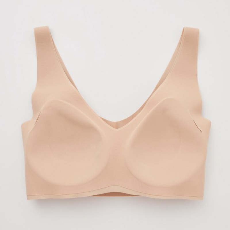 Beige Uniqlo Wireless Ultra Relax Women Bras | 3423180