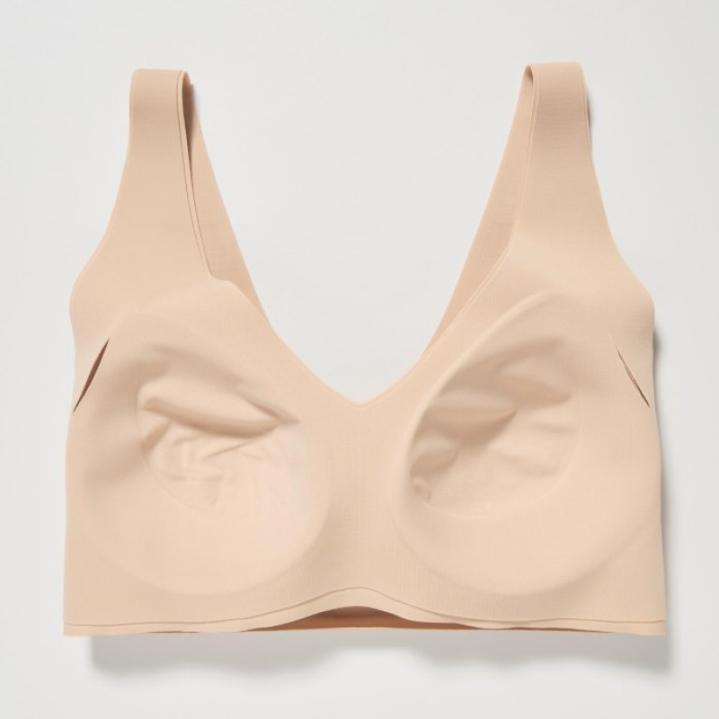 Beige Uniqlo Wireless Ultra Relax Women Bras | 1076013