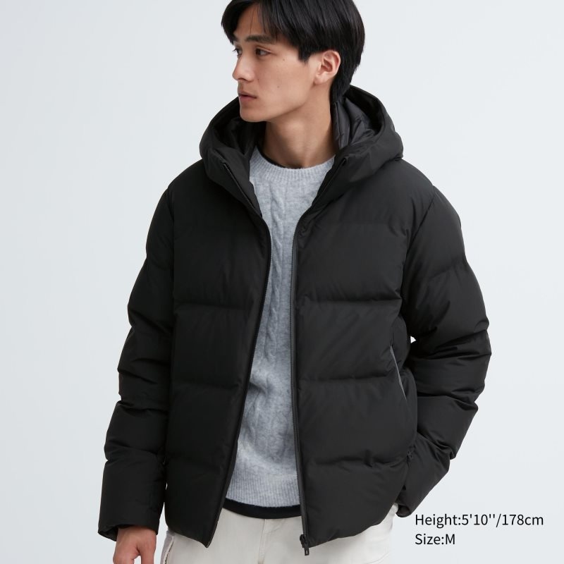 Black Uniqlo 3d Cut Seamless Down Men Parka | 5292461