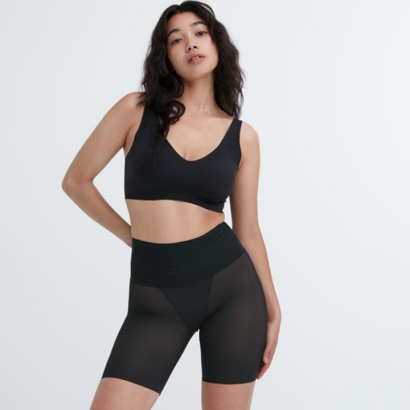 Black Uniqlo AIRism Smooth Body Shaper Unlined Half Women Shorts | 4768099