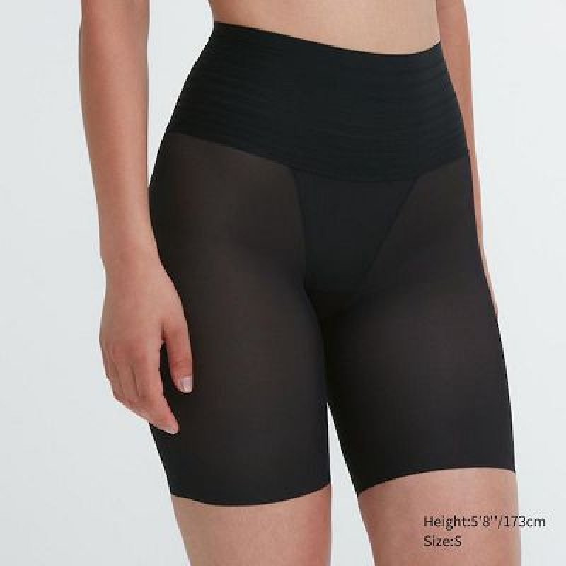 Black Uniqlo AIRism Smooth Body Shaper Unlined Half Women Tight | 8616645