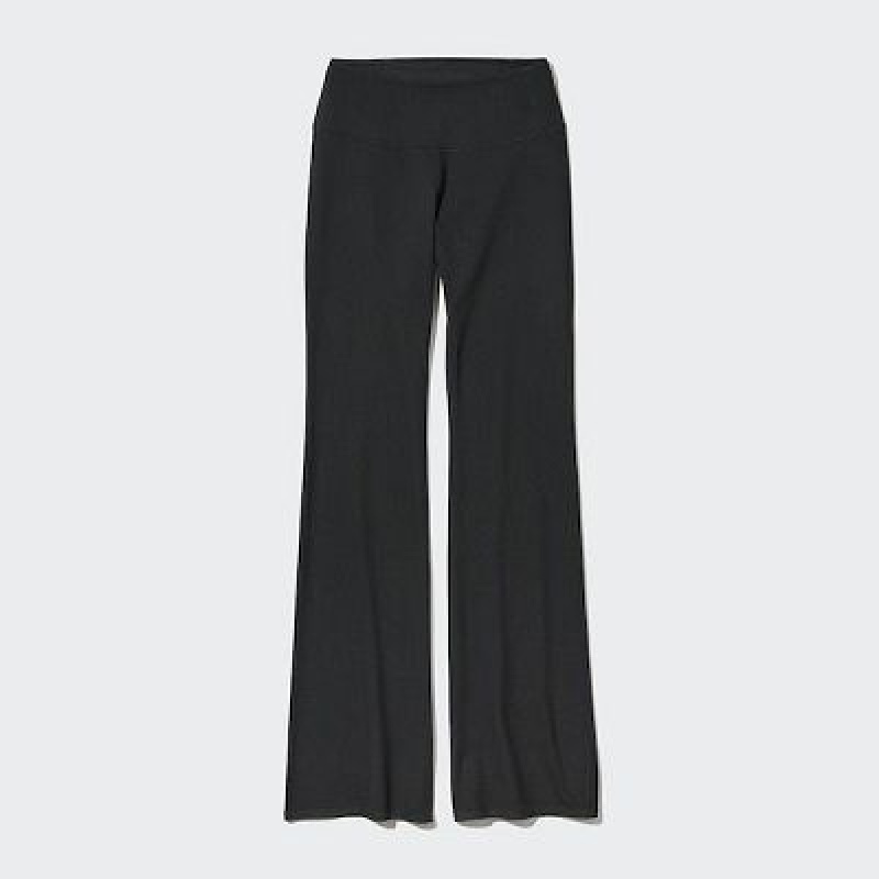 Black Uniqlo AIRism Soft Flare Women Pants | 2471940