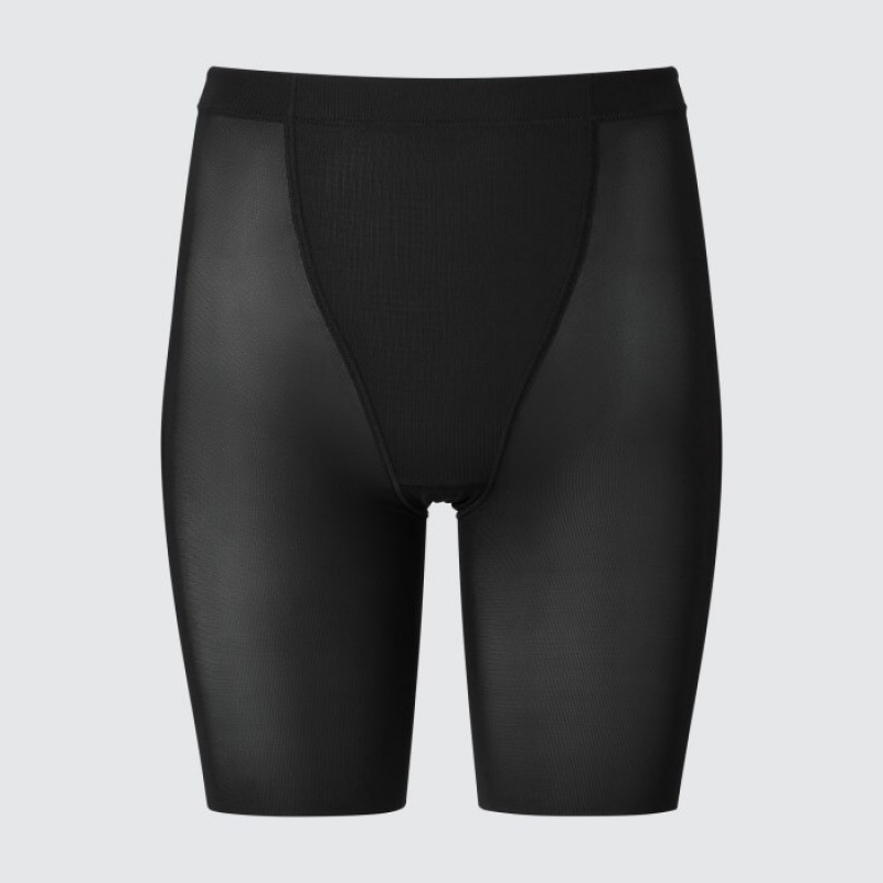 Black Uniqlo AIRism Support Body Shaper Unlined Half Women Shorts | 781786