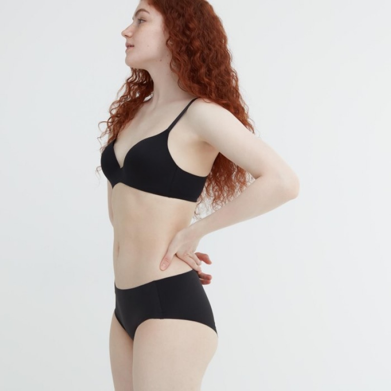 Black Uniqlo AIRism Ultra Seamless Hiphugger Women Briefs | 1089149