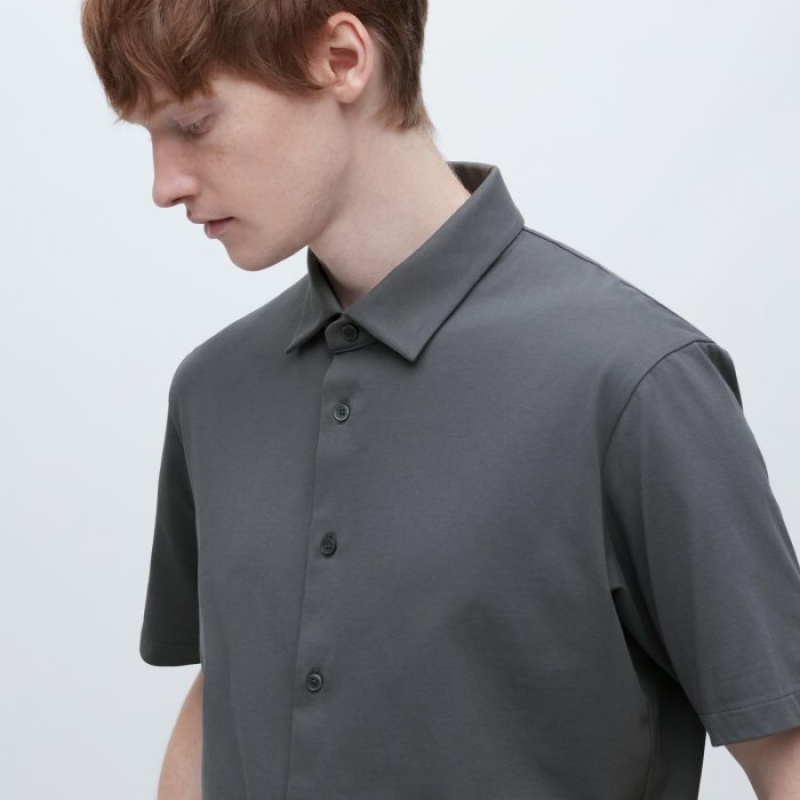 Black Uniqlo Airism Full Open Short-sleeve Women Polo Shirts | 2396905