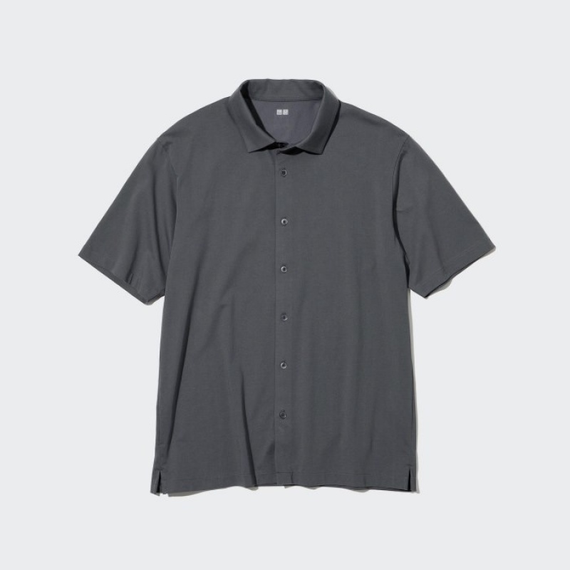 Black Uniqlo Airism Full Open Short-sleeve Women Polo Shirts | 2396905