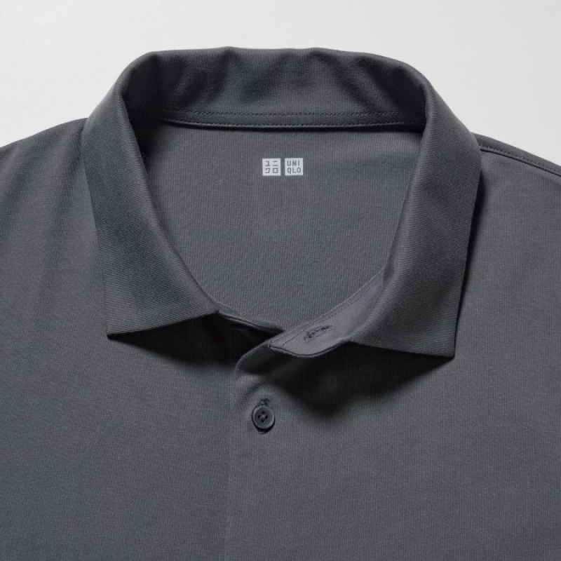 Black Uniqlo Airism Full Open Short-sleeve Women Polo Shirts | 2396905