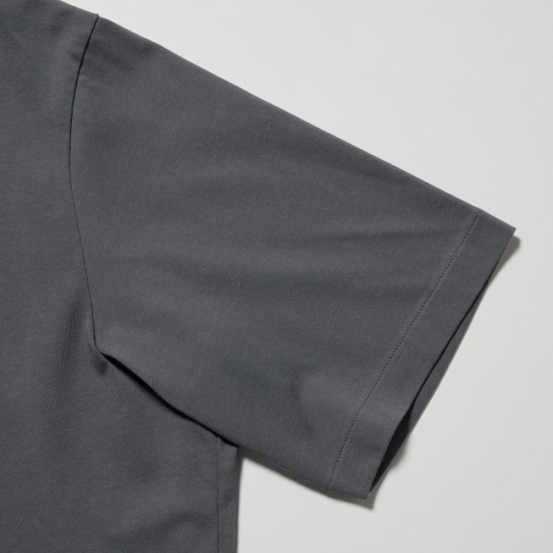 Black Uniqlo Airism Full Open Short-sleeve Women Polo Shirts | 2396905