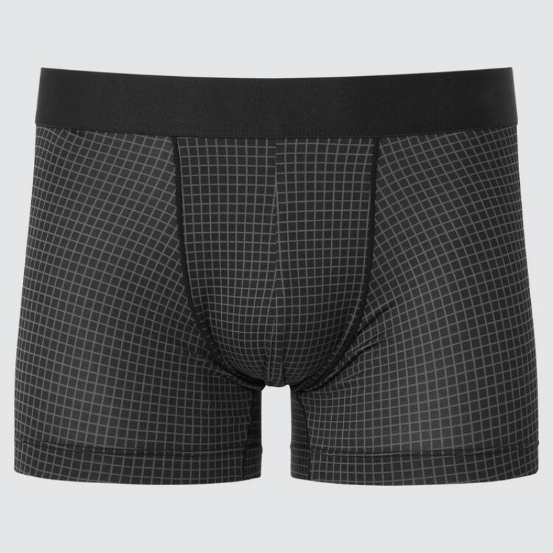 Black Uniqlo Airism Low Rise Checked Boxers Men Underwear | 3133210