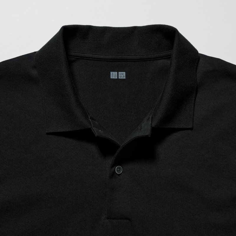 Black Uniqlo Airism Regular Collar Men Polo Shirts | 8730546