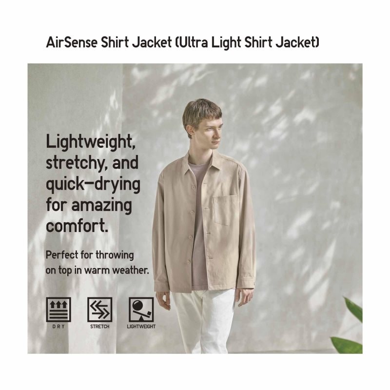 Black Uniqlo Airsense Shirt Ultra Light Shirt Men Jackets | 4694414