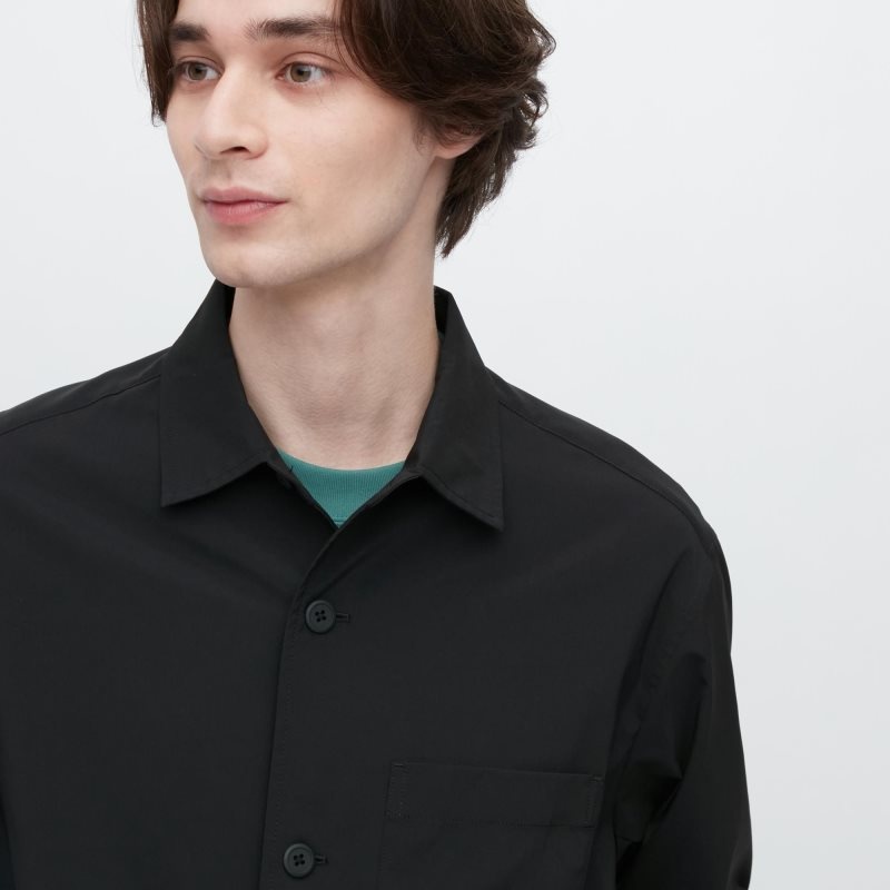 Black Uniqlo Airsense Shirt Ultra Light Shirt Men Jackets | 4694414