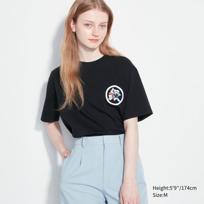 Black Uniqlo Anime Gintama Ut Short-sleeve Graphic Men T Shirts | 7760523