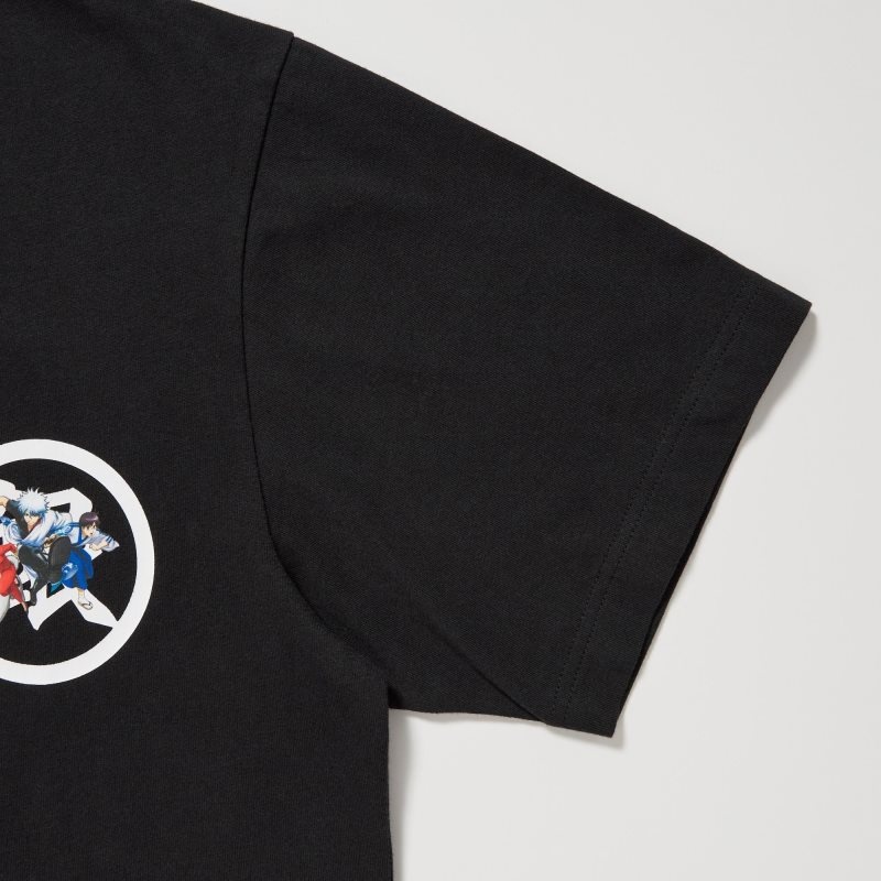 Black Uniqlo Anime Gintama Ut Short-sleeve Graphic Men T Shirts | 7760523