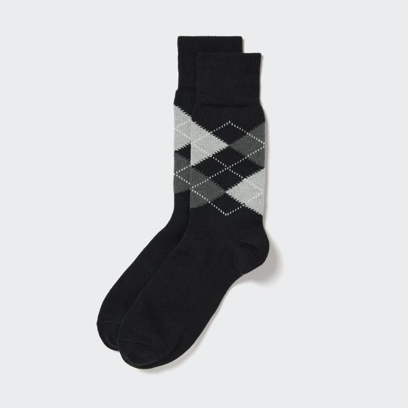 Black Uniqlo Argyle Men Socks | 2030073