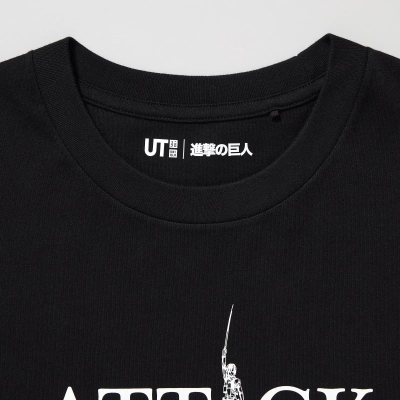 Black Uniqlo Attack On Titan Ut Short-sleeve Graphic If We Don't Fight, We Can't Win Men T Shirts | 6134278