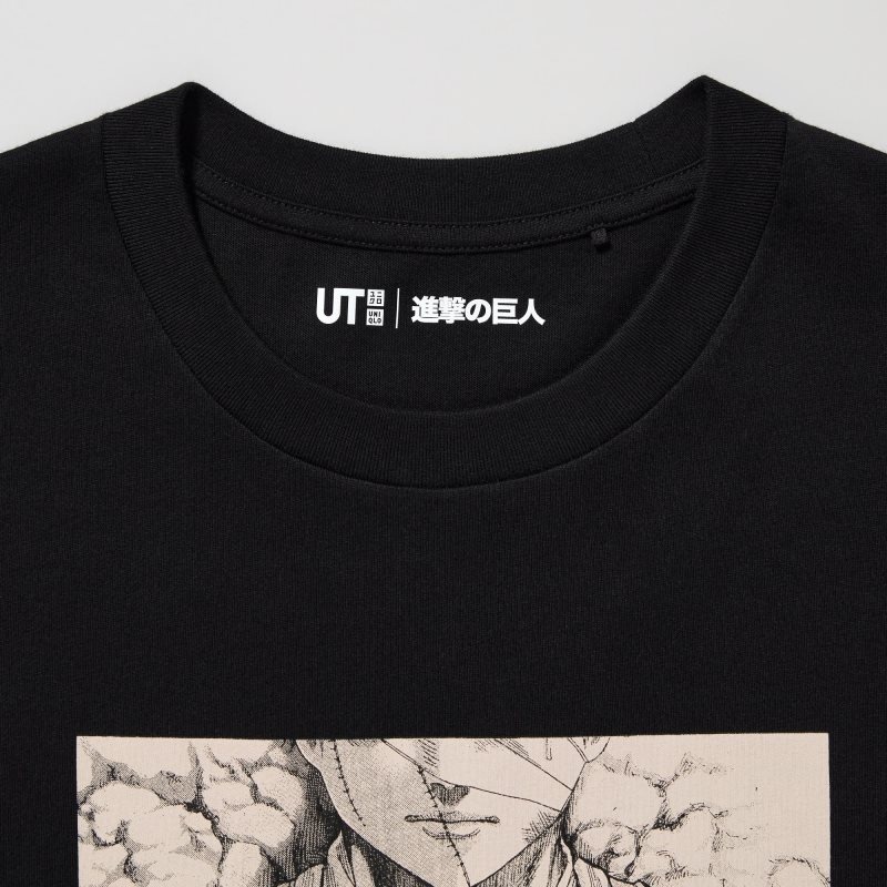Black Uniqlo Attack On Titan Ut Short-sleeve Graphic Dedicate Your Heart Men T Shirts | 5656875
