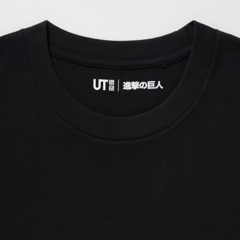 Black Uniqlo Attack on Titan UT Short-Sleeve Women T Shirts | 6408442