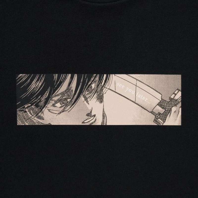 Black Uniqlo Attack on Titan UT Short-Sleeve Women T Shirts | 6408442