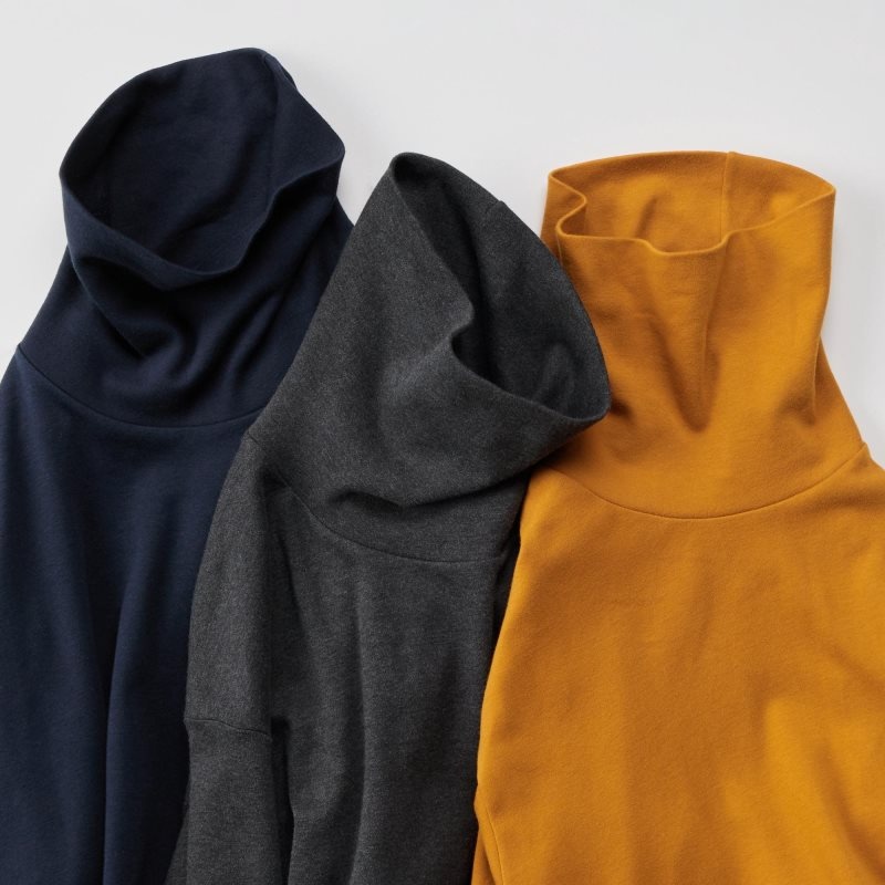 Black Uniqlo Brushed Cotton Turtleneck Long-sleeve Men T Shirts | 9608568