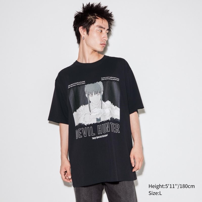 Black Uniqlo Chainsaw Man × Kosuke Kawamura Short Sleeve Ut Oversized Men T Shirts | 6918882