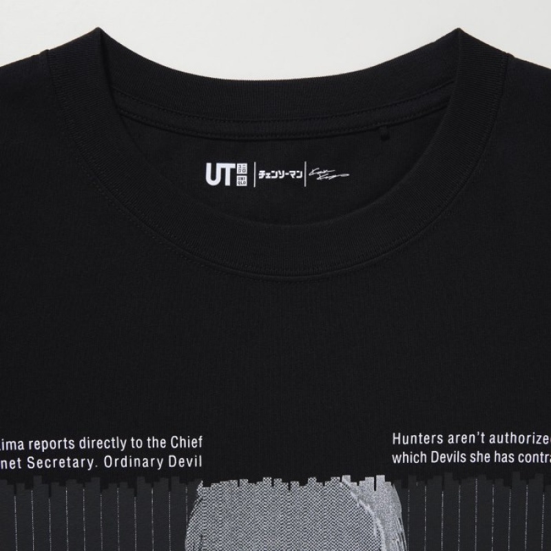 Black Uniqlo Chainsaw Man × Kosuke Kawamura UT Oversized Short-Sleeve Makima Women T Shirts | 4024608