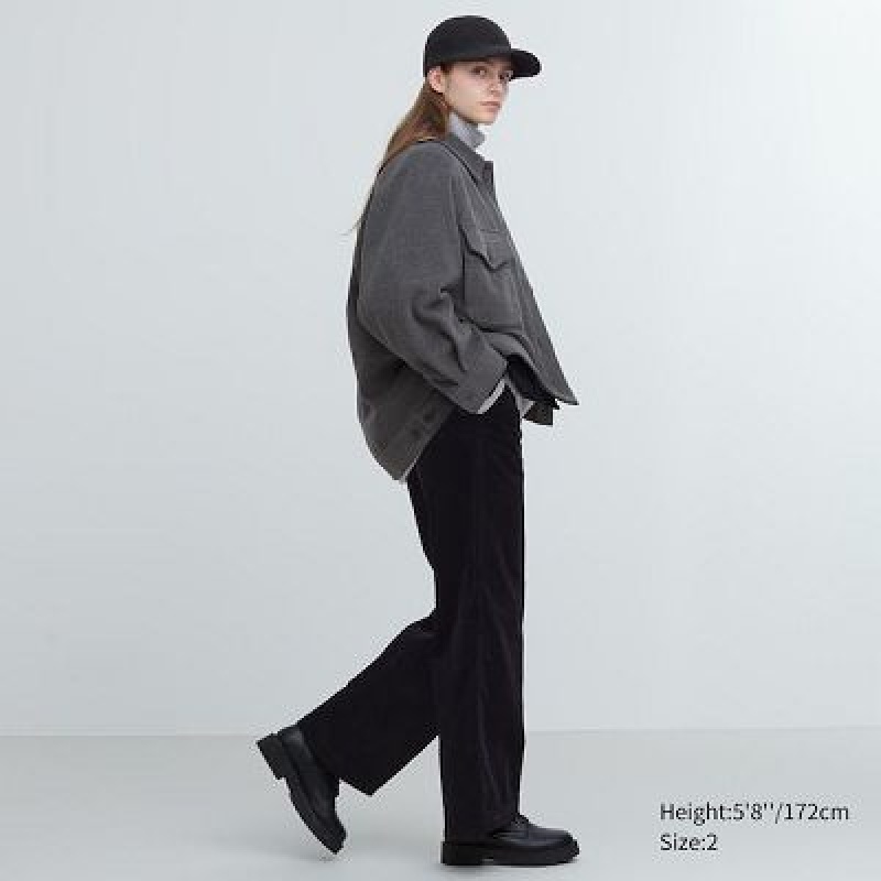 Black Uniqlo Corduroy Wide Women Pants | 1873523