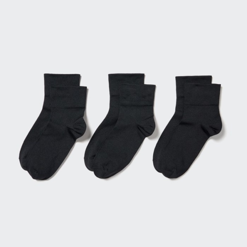 Black Uniqlo Crew Tapered (3 Pairs) Women Socks | 387478
