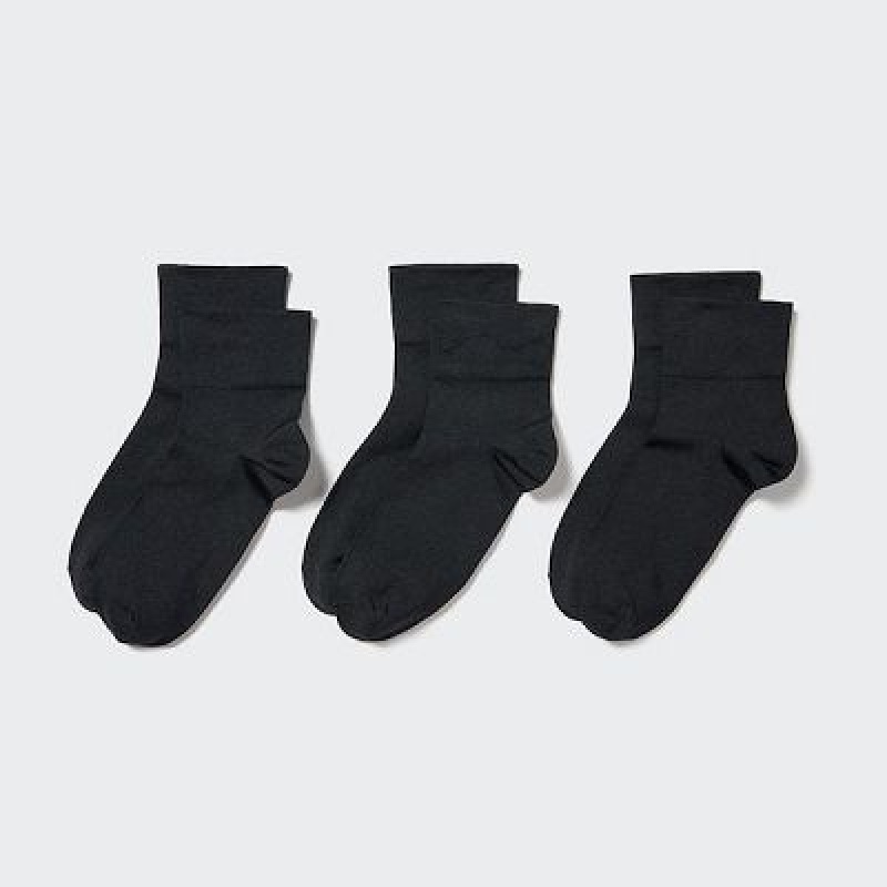 Black Uniqlo Crew Tapered (3 Pairs) Women Socks | 2695753