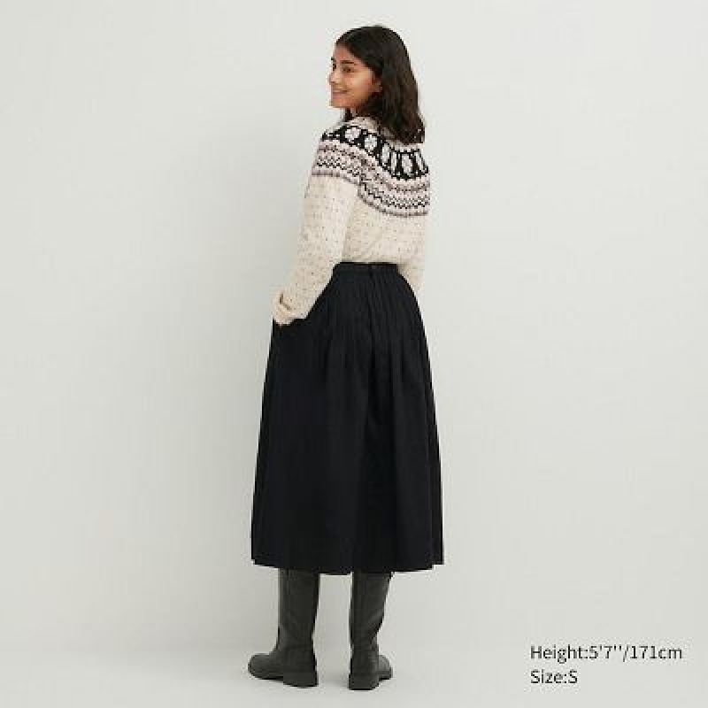 Black Uniqlo Denim Gather Women Skirts | 3540384