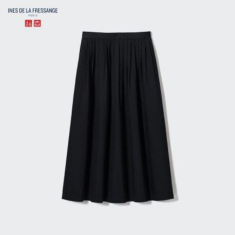 Black Uniqlo Denim Gather Women Skirts | 3540384