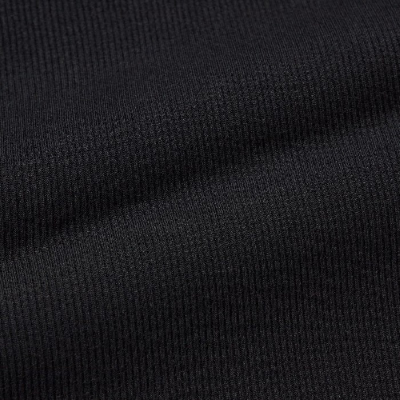 Black Uniqlo Dry Color Ribbed Women Tank Top | 9103672