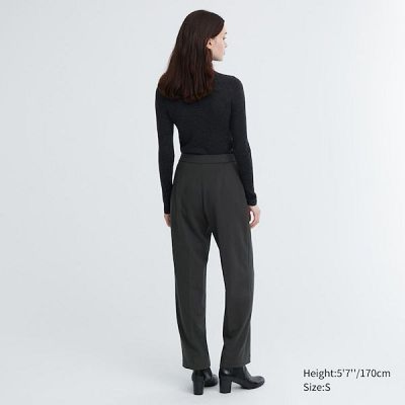 Black Uniqlo Easy Wide Straight Women Pants | 8659372