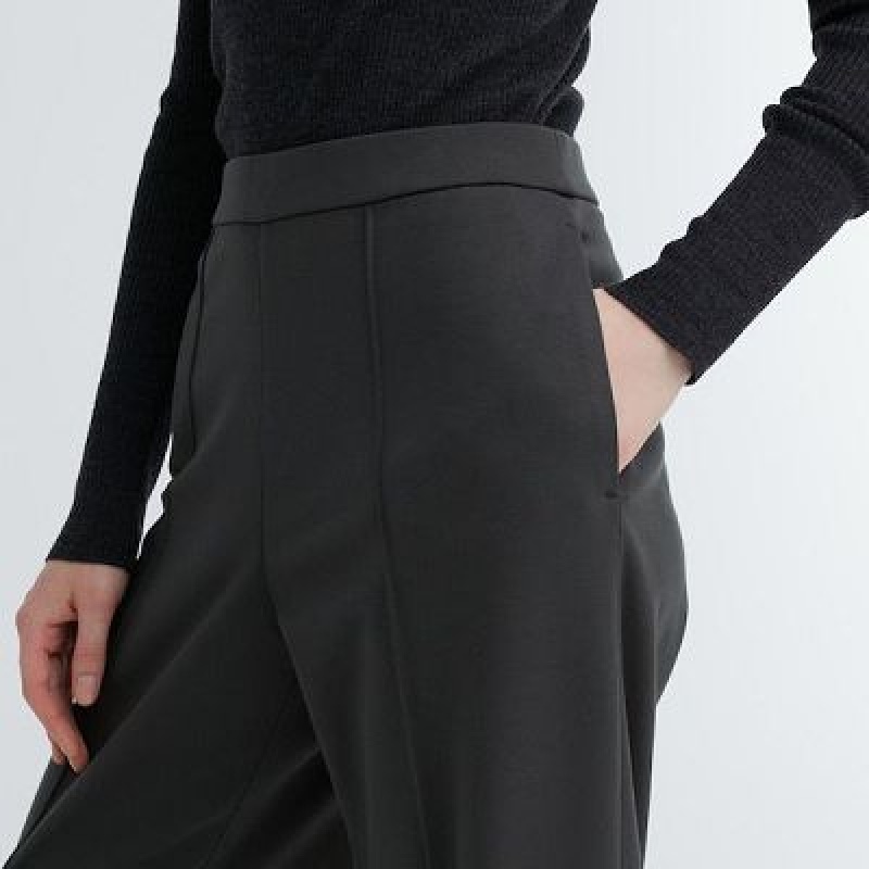 Black Uniqlo Easy Wide Straight Women Pants | 8659372