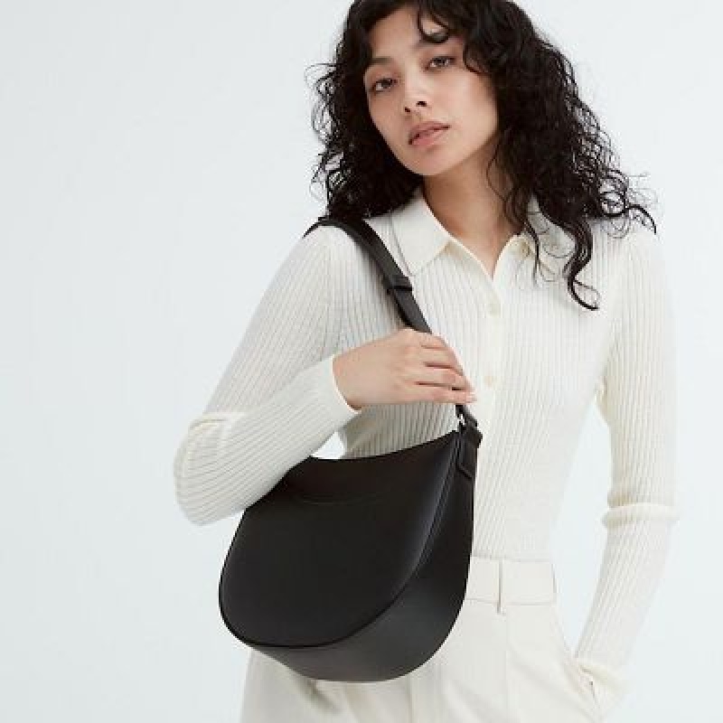 Black Uniqlo Faux-Leather One Handle Women Crossbody Bags | 5530190