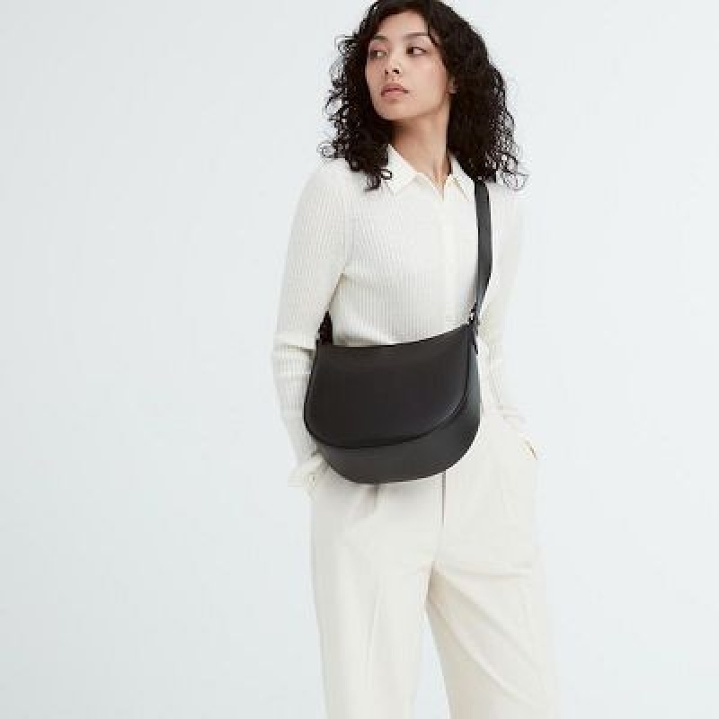 Black Uniqlo Faux-Leather One Handle Women Crossbody Bags | 5530190