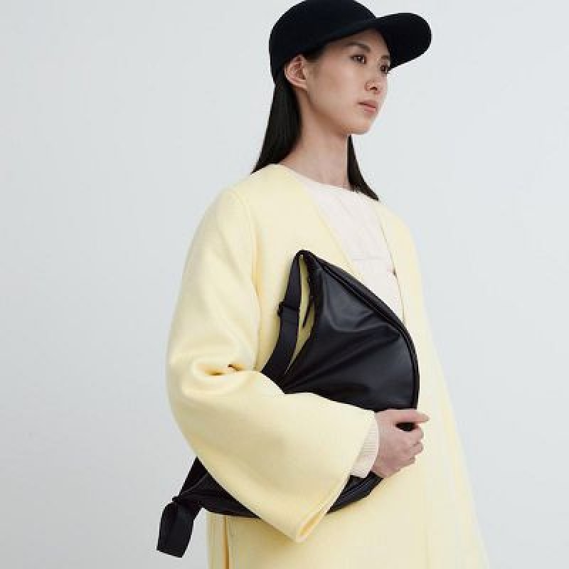 Black Uniqlo Faux Leather Round Women Crossbody Bags | 9503528