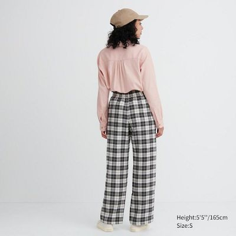 Black Uniqlo Flannel Women Pants | 4491195